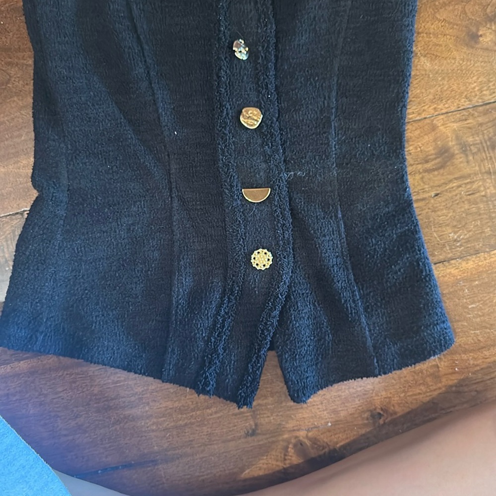 Zara Black Buttoned Top with Gold Accents